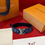 M4558V L.V Dimension Monogram Surplus 40mm Reversible Belt Blue - M4519U 1 M4558V L.V Dimension Monogram Surplus 40mm Reversible Belt Blue