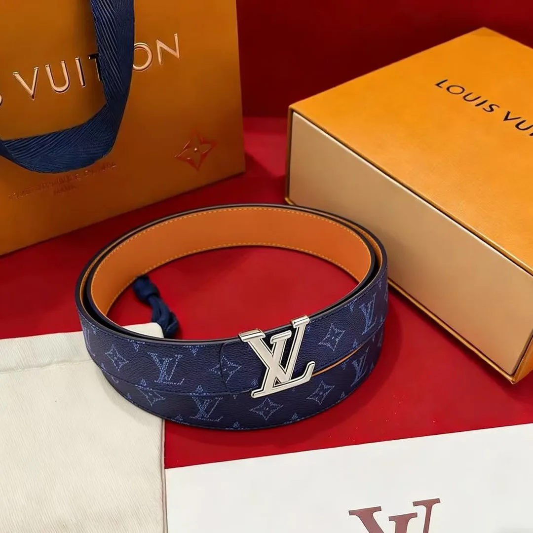 M4465V L.V Dimension Monogram Heritage 40mm Reversible Belt Blue Camel
