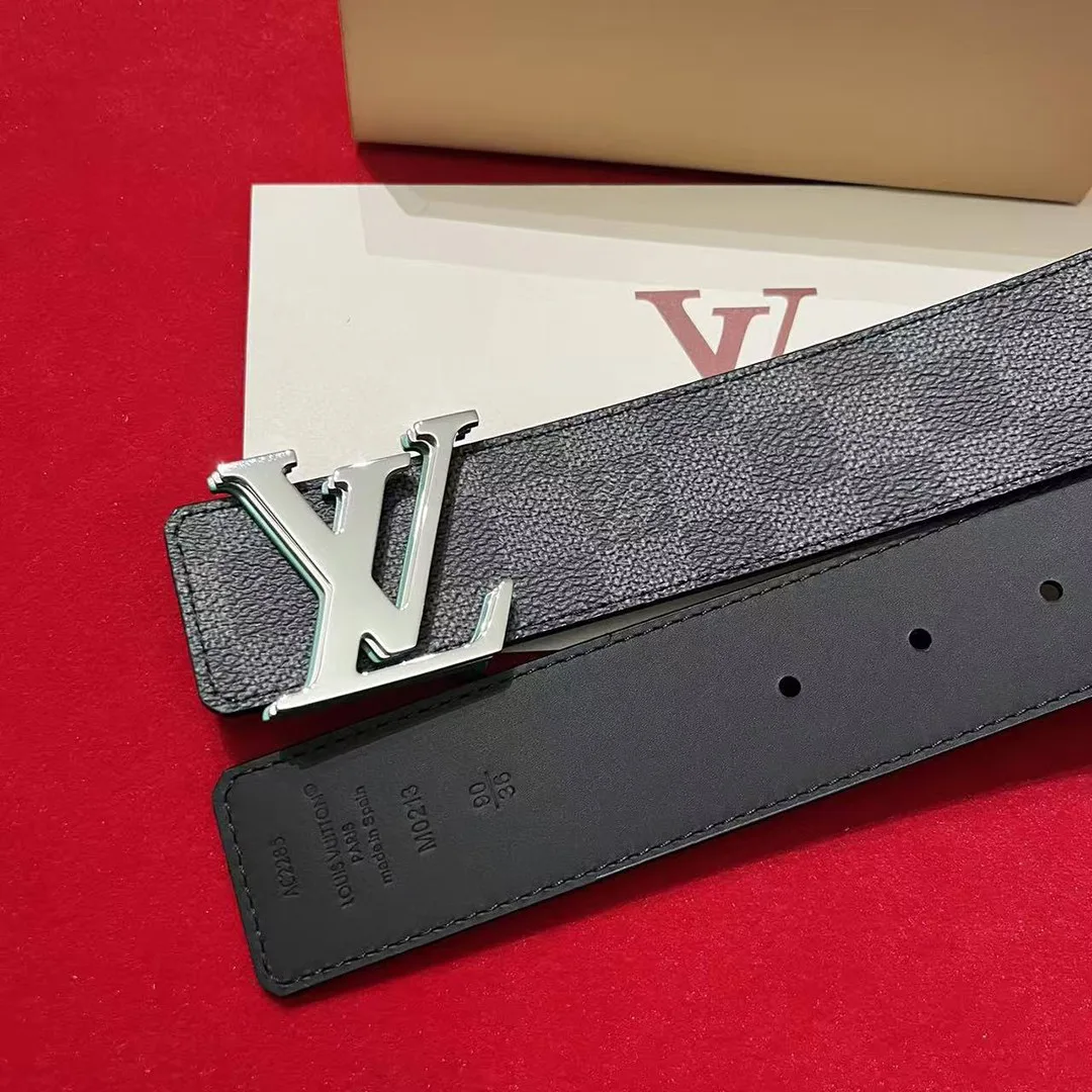 M4605V Optic Damier Graphite 40mm Reversible Belt Damier Coated Canvas Leather