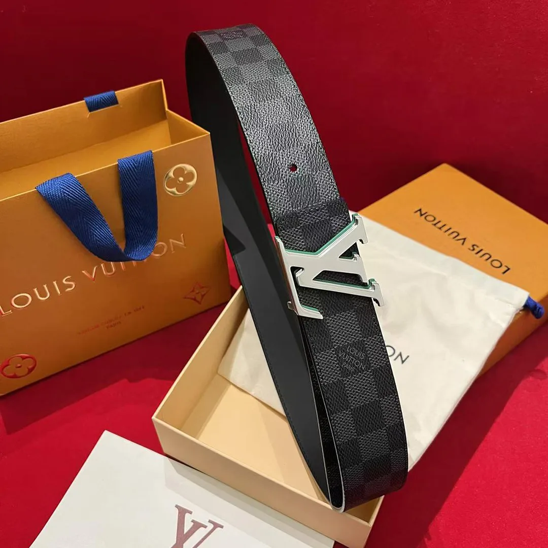 M4605V Optic Damier Graphite 40mm Reversible Belt Damier Coated Canvas Leather