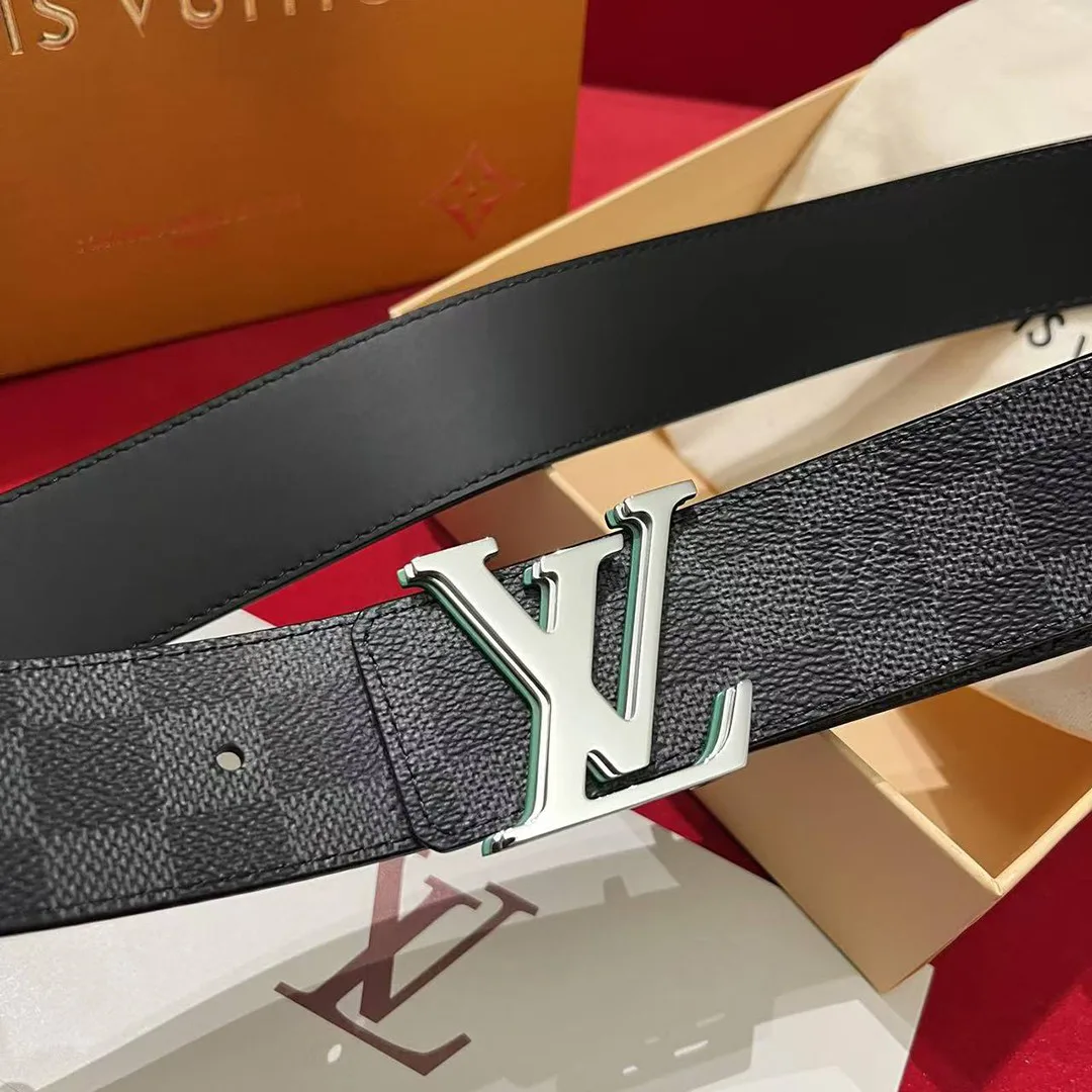 M4605V Optic Damier Graphite 40mm Reversible Belt Damier Coated Canvas Leather