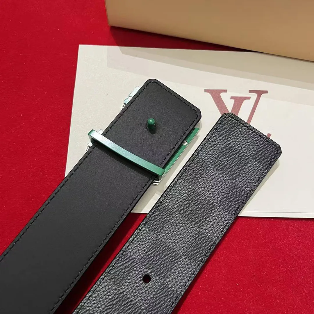M4605V Optic Damier Graphite 40mm Reversible Belt Damier Coated Canvas Leather