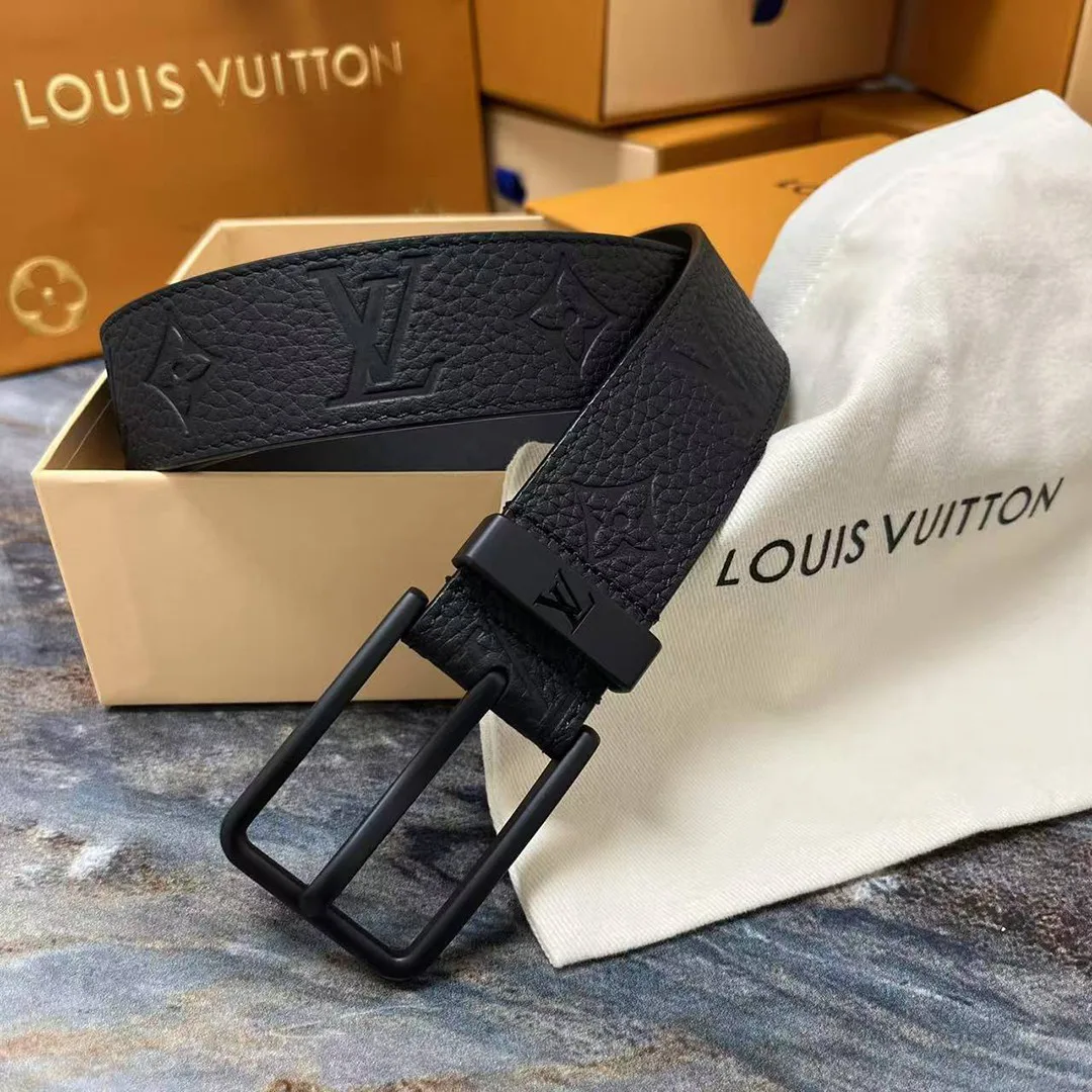 M4583U Pont Neuf Taurillon Monogram 35mm Belt Embossed Monogram Taurillon Leather