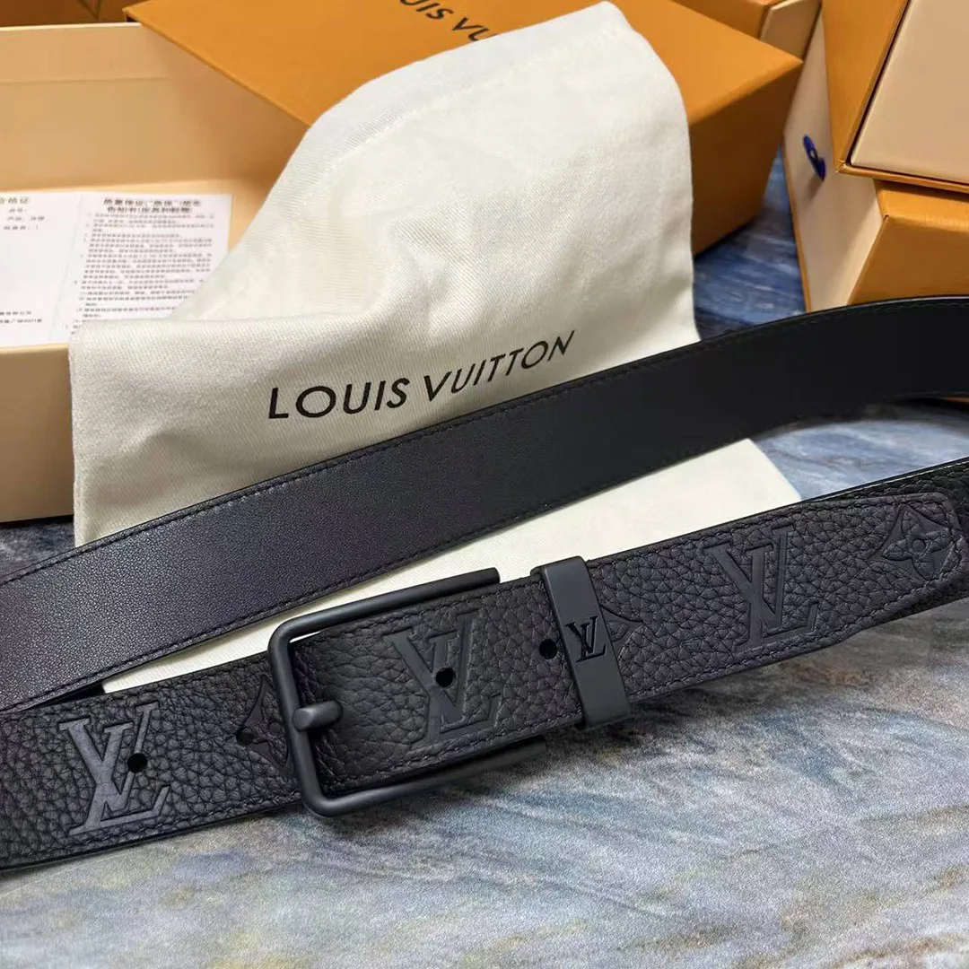 M4583U Pont Neuf Taurillon Monogram 35mm Belt Embossed Monogram Taurillon Leather