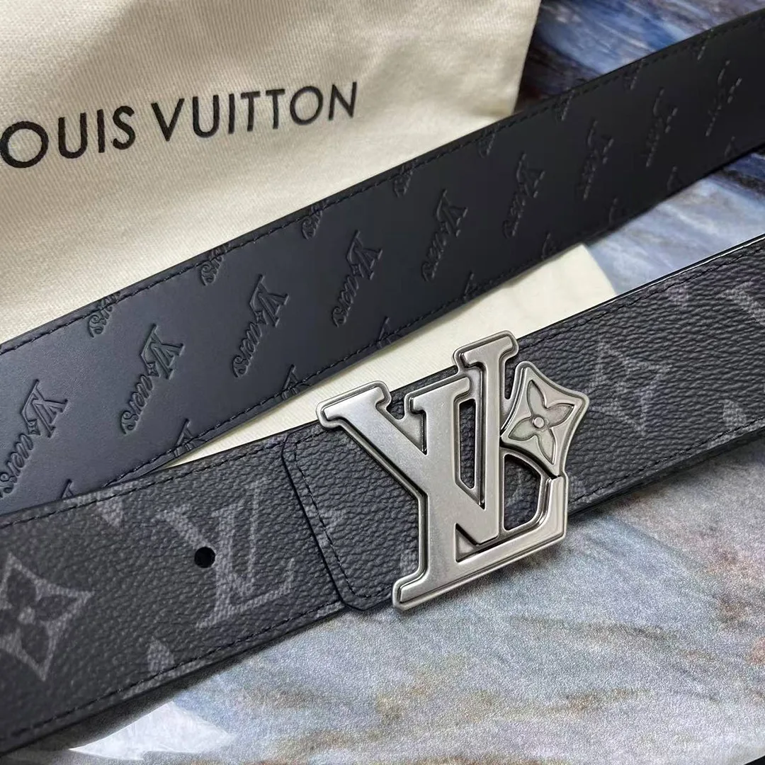 M4110U L.V Flower 40mm Reversible Belt Monogram Eclipse Coated Canvas Leather