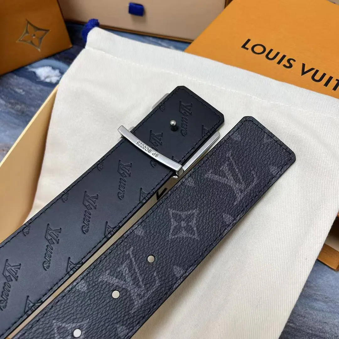 M4110U L.V Flower 40mm Reversible Belt Monogram Eclipse Coated Canvas Leather