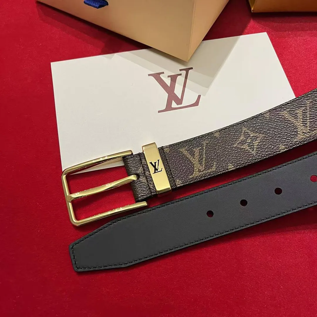 M4584U Pont Neuf Monogram 35mm Belt Black Monogram Coated Canvas Leather