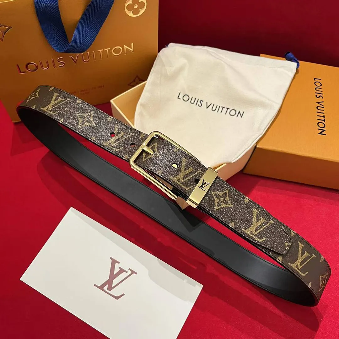 M4584U Pont Neuf Monogram 35mm Belt Black Monogram Coated Canvas Leather