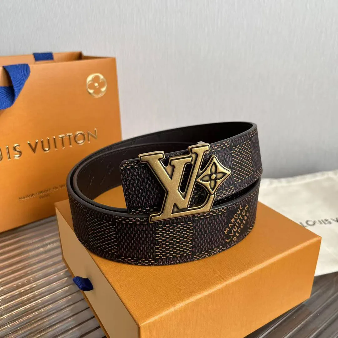 M4252U L.V Flower 40mm Reversible Belt Damier ébène Canvas Leather