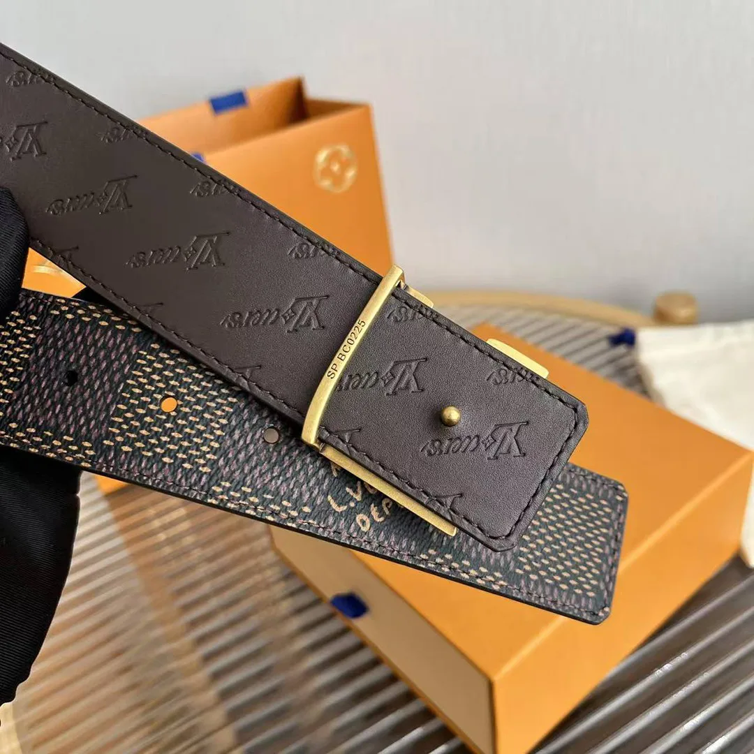 M4252U L.V Flower 40mm Reversible Belt Damier ébène Canvas Leather