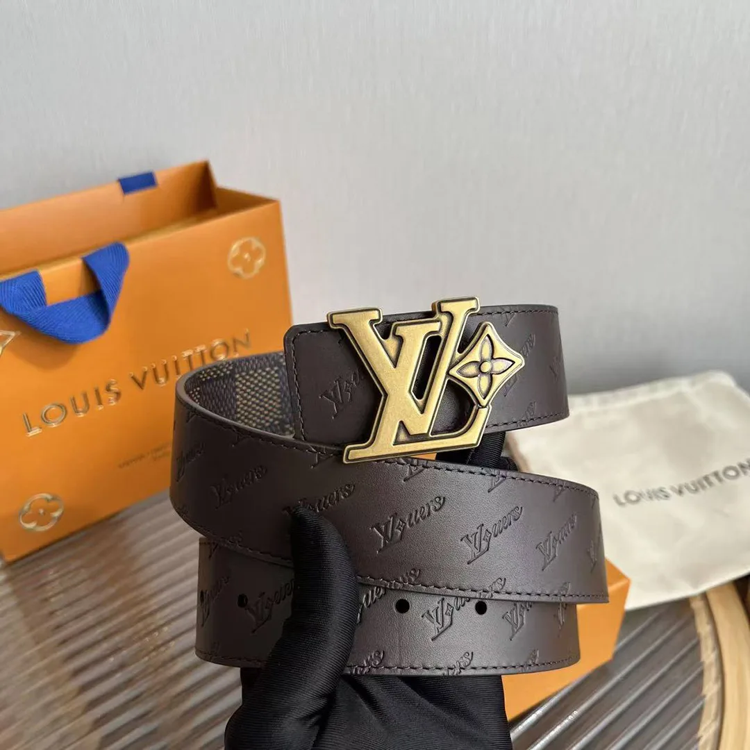 M4252U L.V Flower 40mm Reversible Belt Damier ébène Canvas Leather