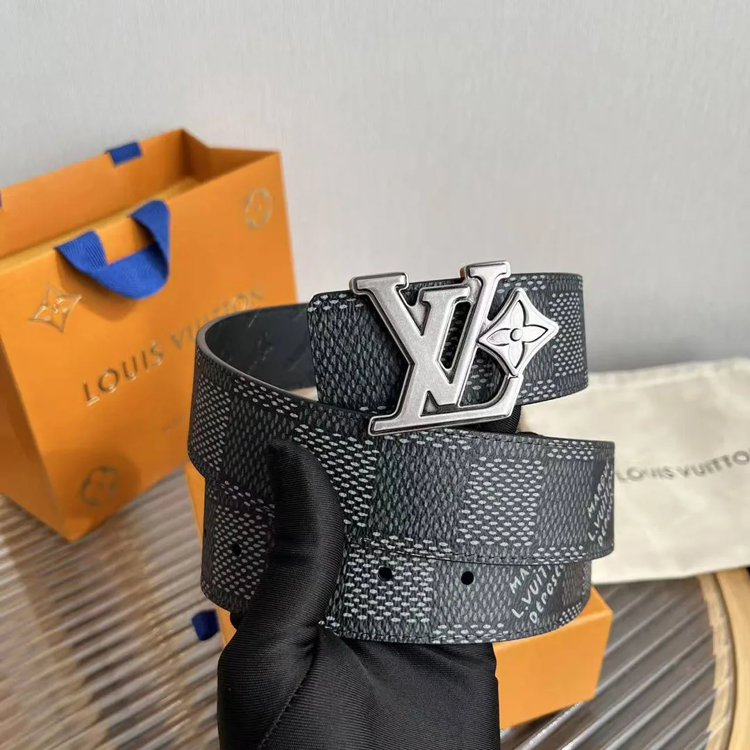 M4253U L.V Flower 40mm Reversible Belt Damier Graphite Canvas Leather