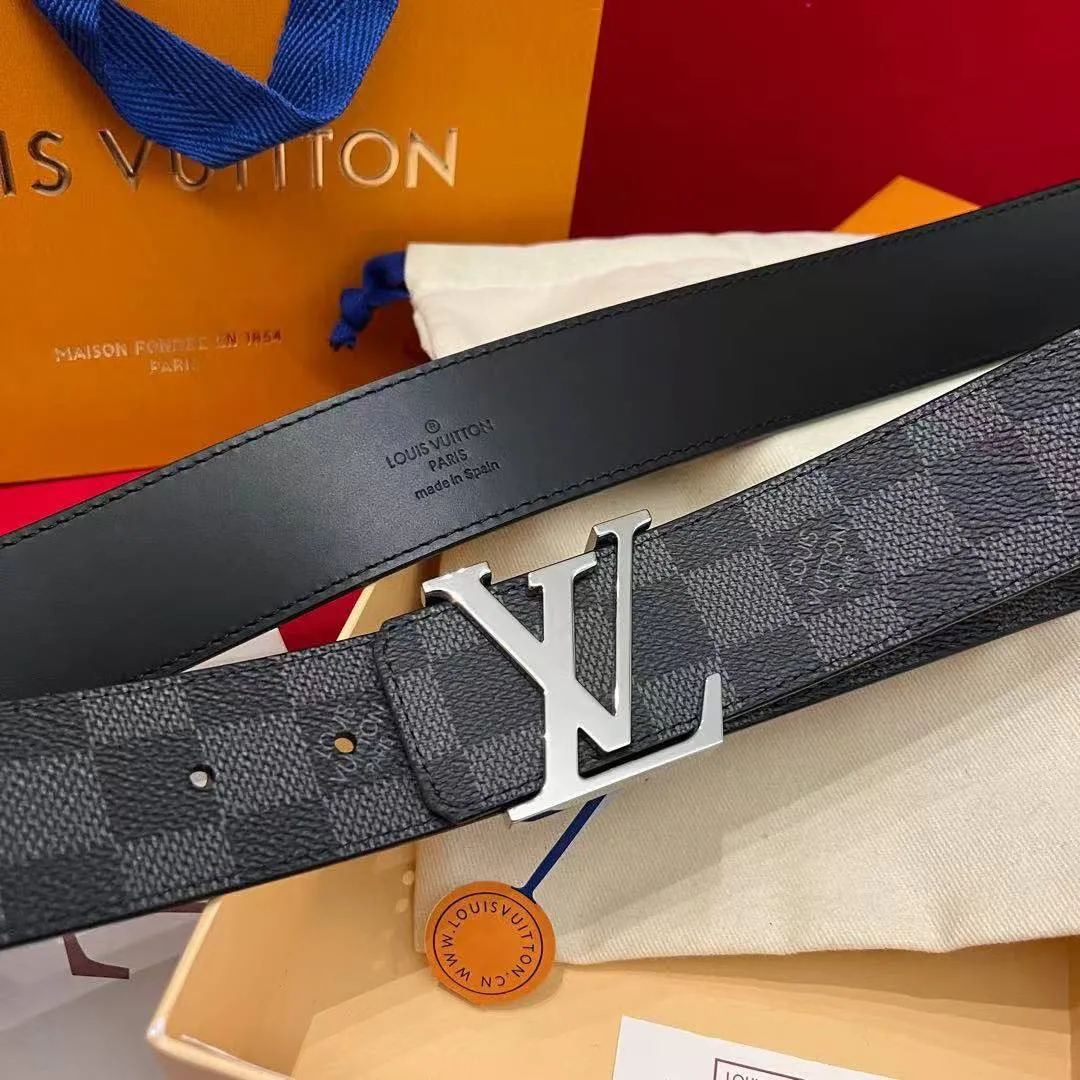 M0213U L.V Initiales 40mm Reversible Belt Damier Graphite Canvas Leather
