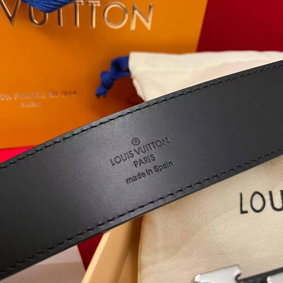 M0213U L.V Initiales 40mm Reversible Belt Damier Graphite Canvas Leather