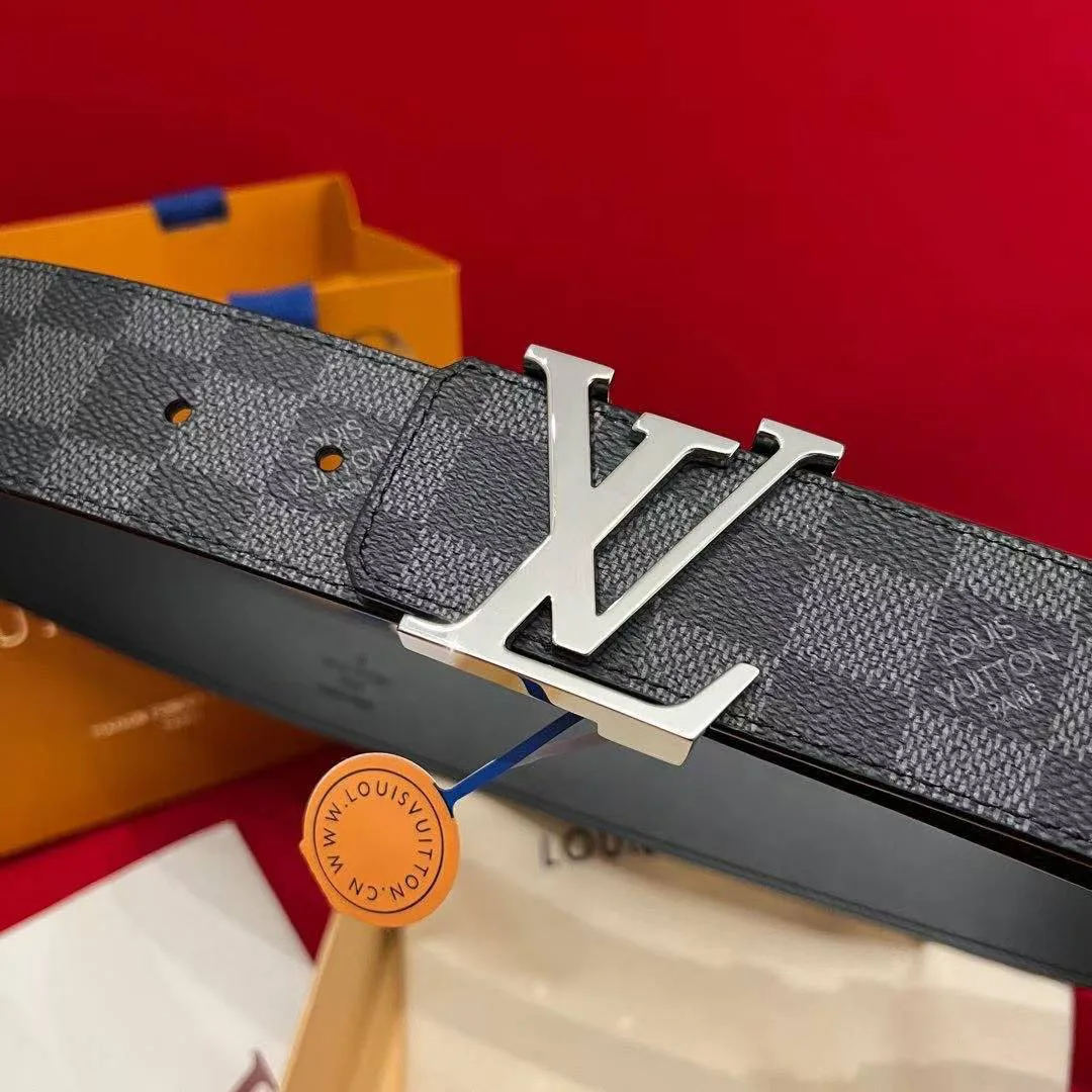 M0213U L.V Initiales 40mm Reversible Belt Damier Graphite Canvas Leather