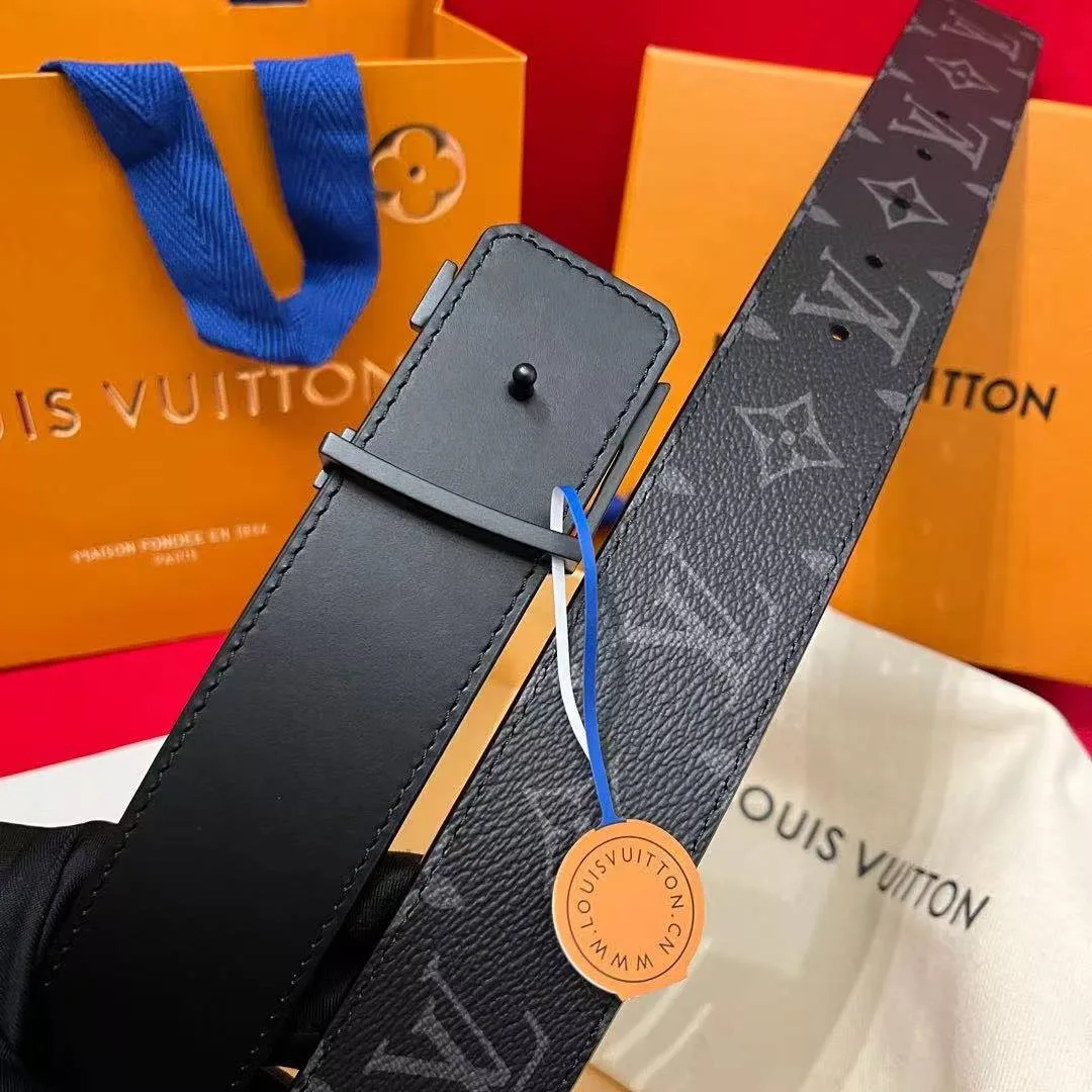 M4482U L.V Initiales 40mm Matte Black Belt Monogram Eclipse Canvas Leather
