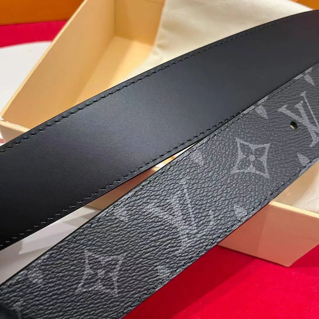 M4482U L.V Initiales 40mm Matte Black Belt Monogram Eclipse Canvas Leather