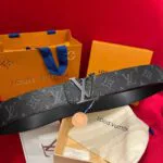 M4482U L.V Initiales 40mm Matte Black Belt Monogram Eclipse Canvas Leather - M4588Z 2 M4482U L.V Initiales 40mm Matte Black Belt Monogram Eclipse Canvas Leather