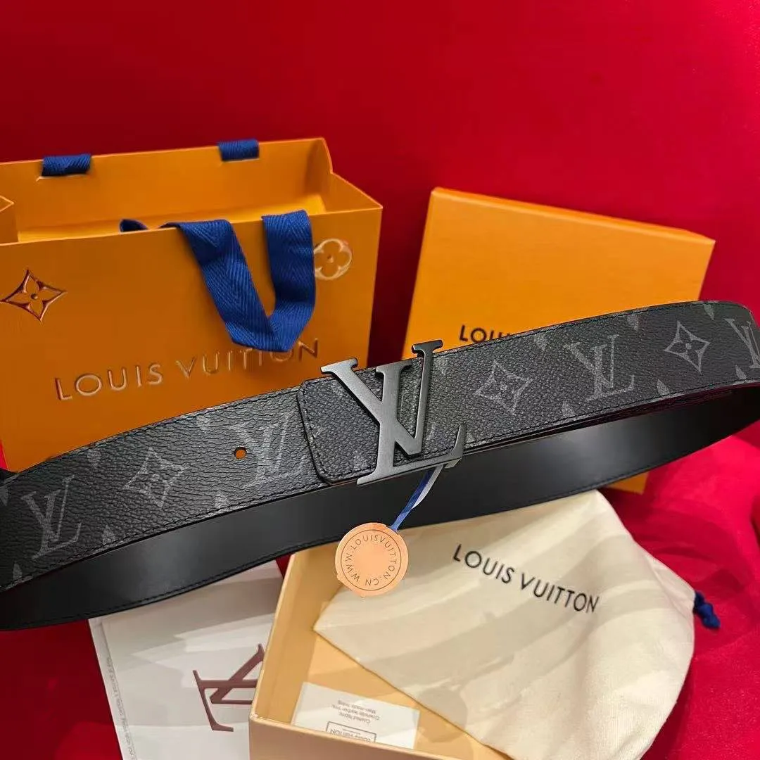M4482U L.V Initiales 40mm Matte Black Belt Monogram Eclipse Canvas Leather