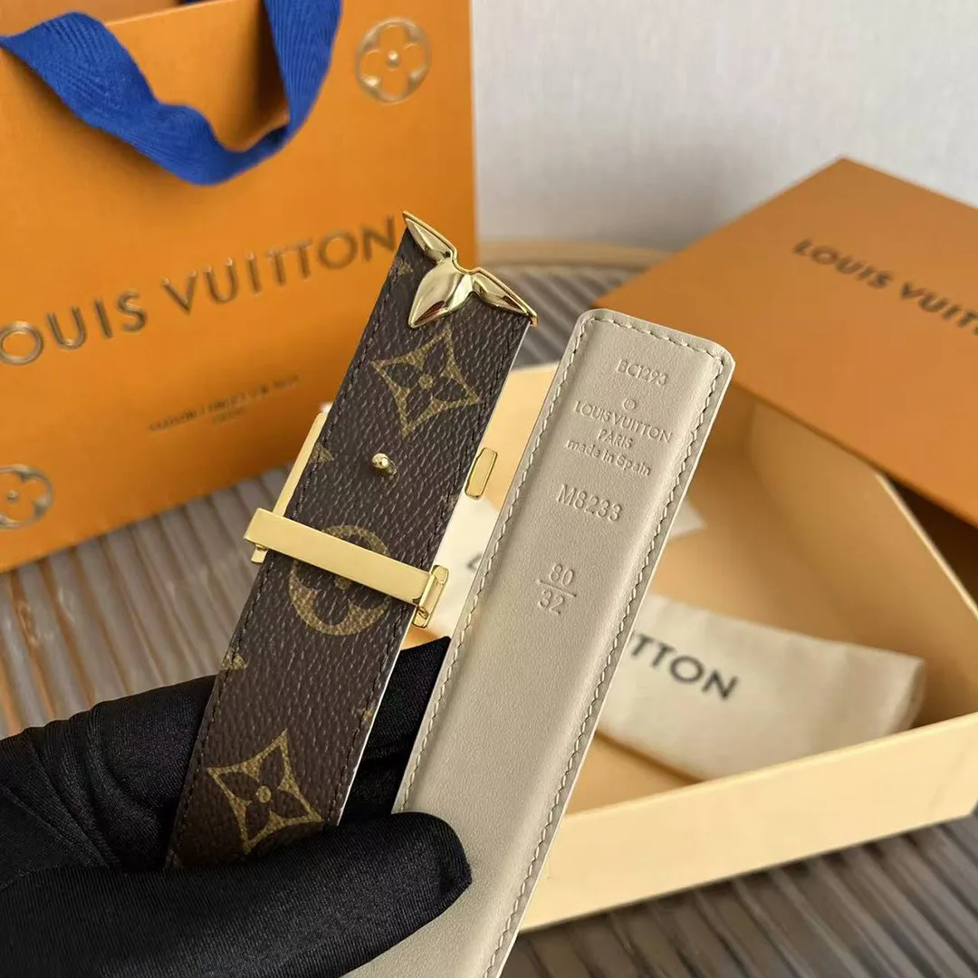 M8233W Pretty L.V 30mm Reversible Belt Monogram Canvas Calf Leather