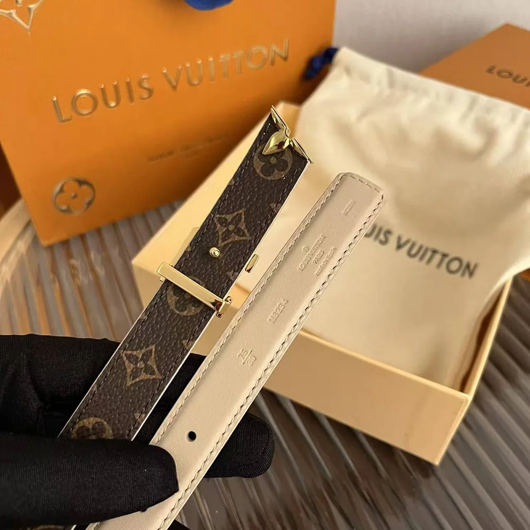 M8234V Pretty L.V 20mm Reversible Belt Monogram Canvas Calf Leather