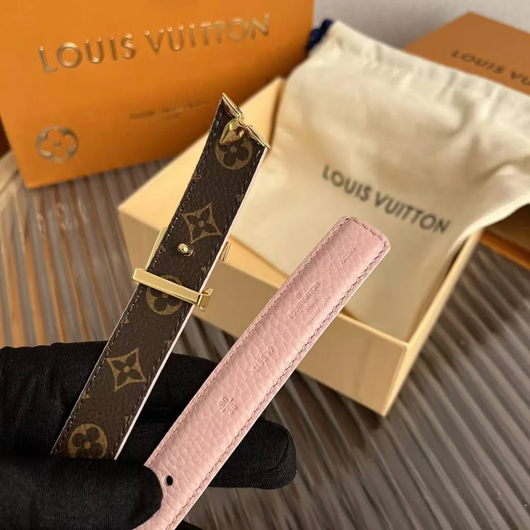 M8539U Pretty L.V 20mm Reversible Belt Monogram Canvas Calf Leather