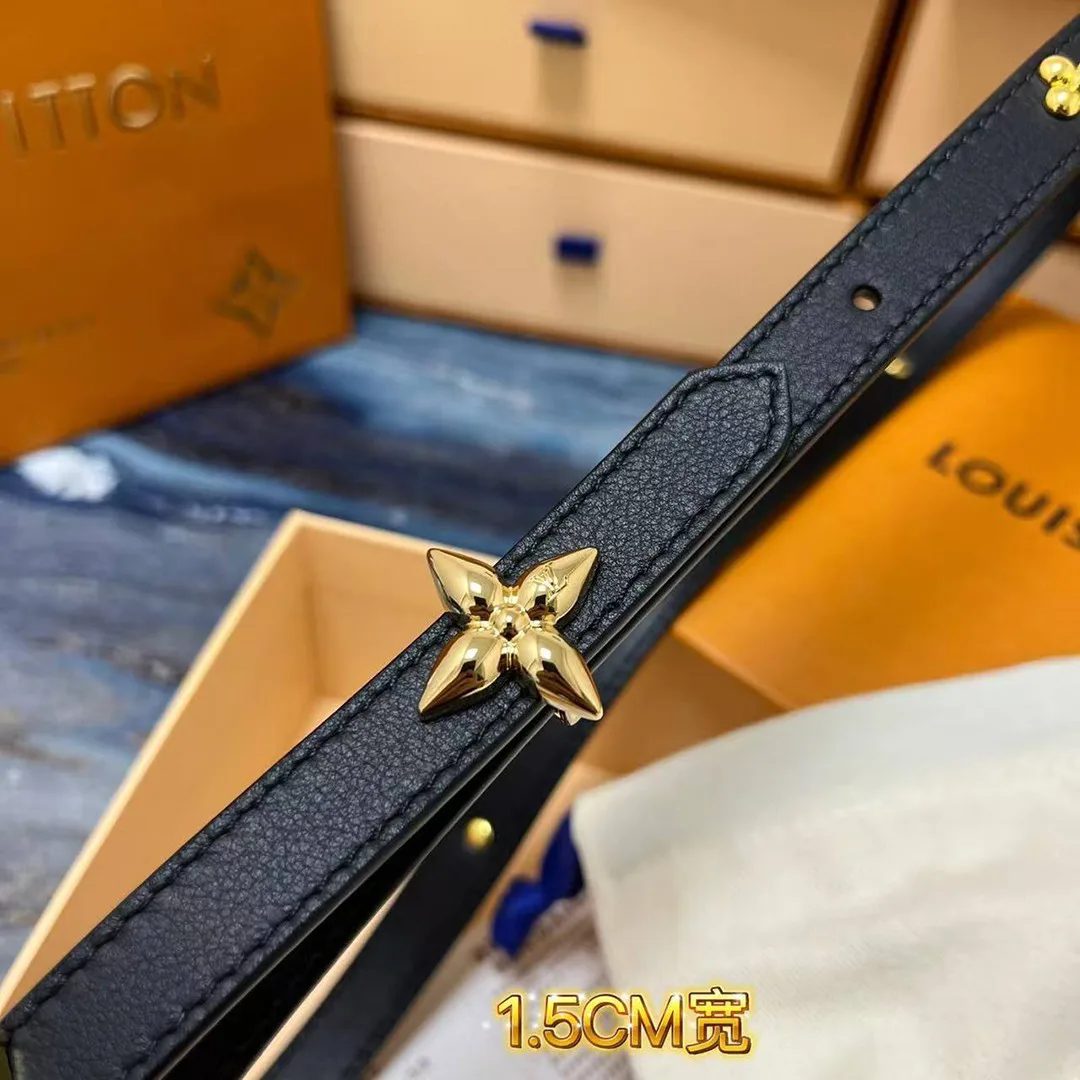 M4281U Mini Flowergram Studs 15mm Belt Black Calf Leather