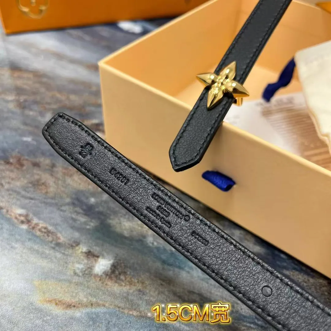 M4281U Mini Flowergram Studs 15mm Belt Black Calf Leather