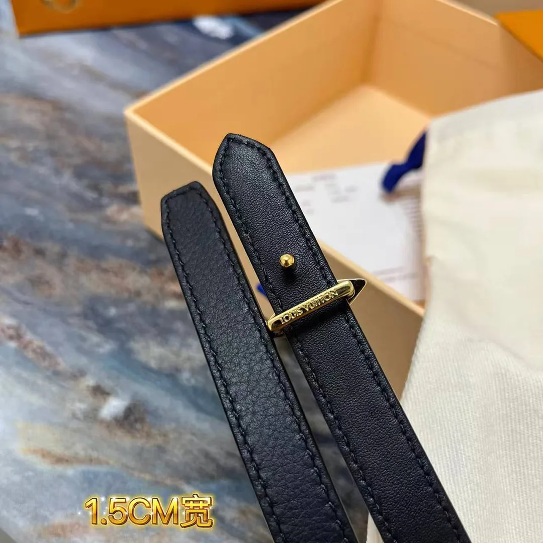 M4281U Mini Flowergram Studs 15mm Belt Black Calf Leather