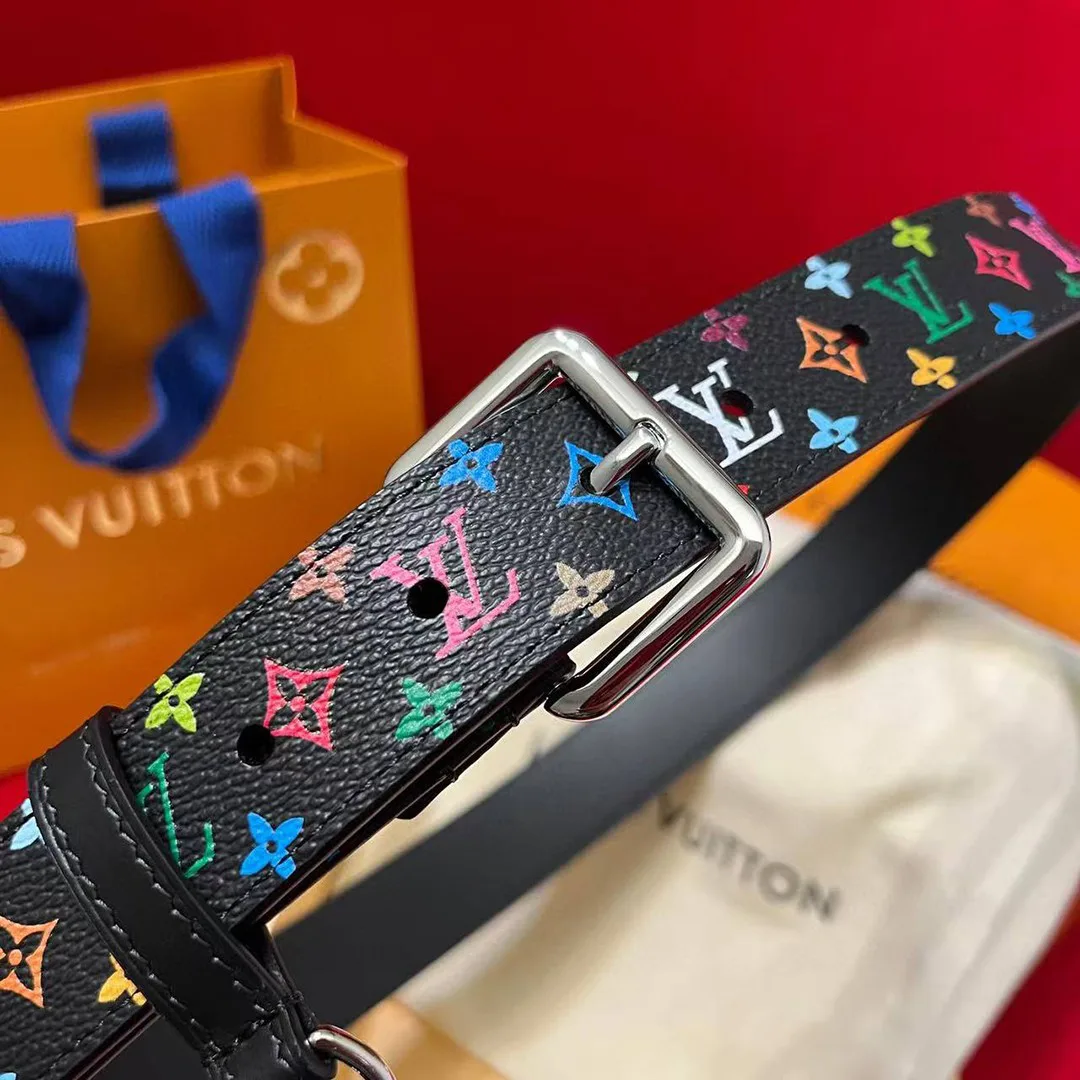 M8982U TM D-Ring 30mm Belt Monogram Multicolor Coated Canvas Calf Leather