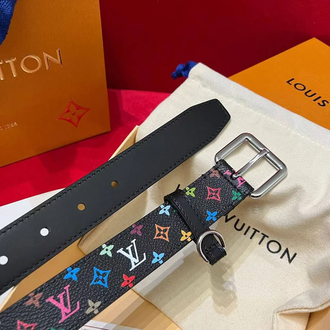 M8982U TM D-Ring 30mm Belt Monogram Multicolor Coated Canvas Calf Leather