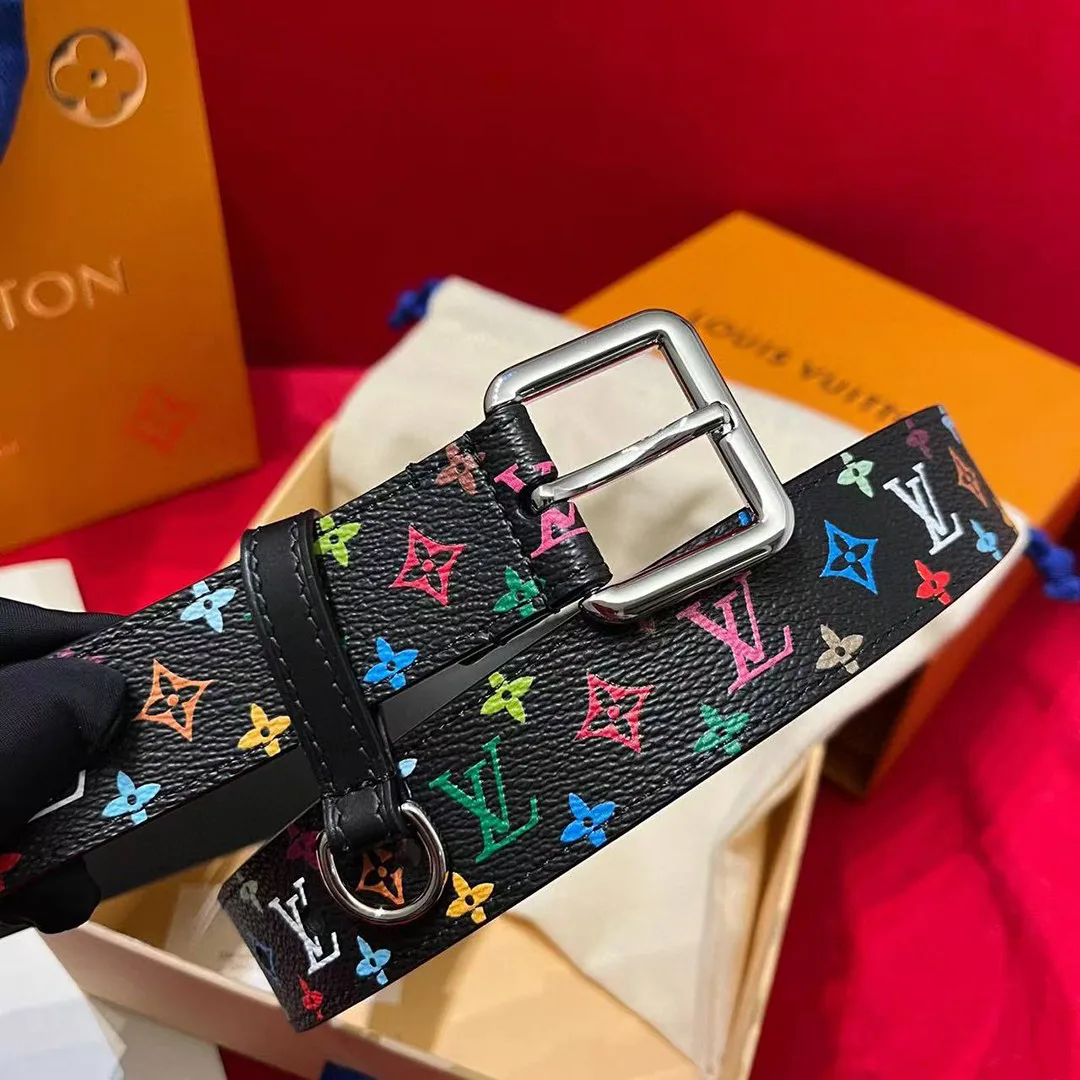 M8982U TM D-Ring 30mm Belt Monogram Multicolor Coated Canvas Calf Leather