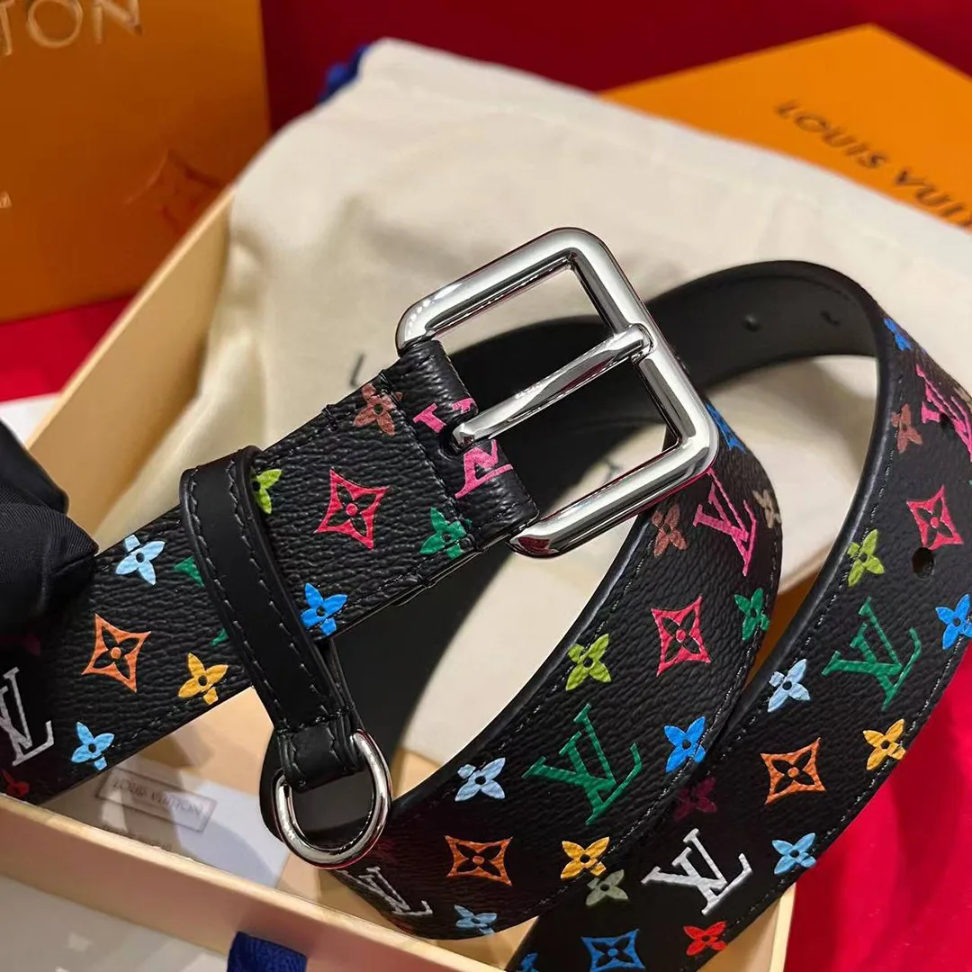 M8982U TM D-Ring 30mm Belt Monogram Multicolor Coated Canvas Calf Leather