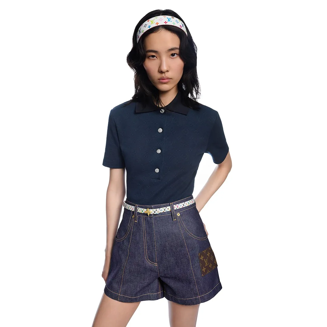 M8992U TM Mini Flowergram 15mm Reversible Belt Monogram Multicolor Coated Canvas Calf Leather