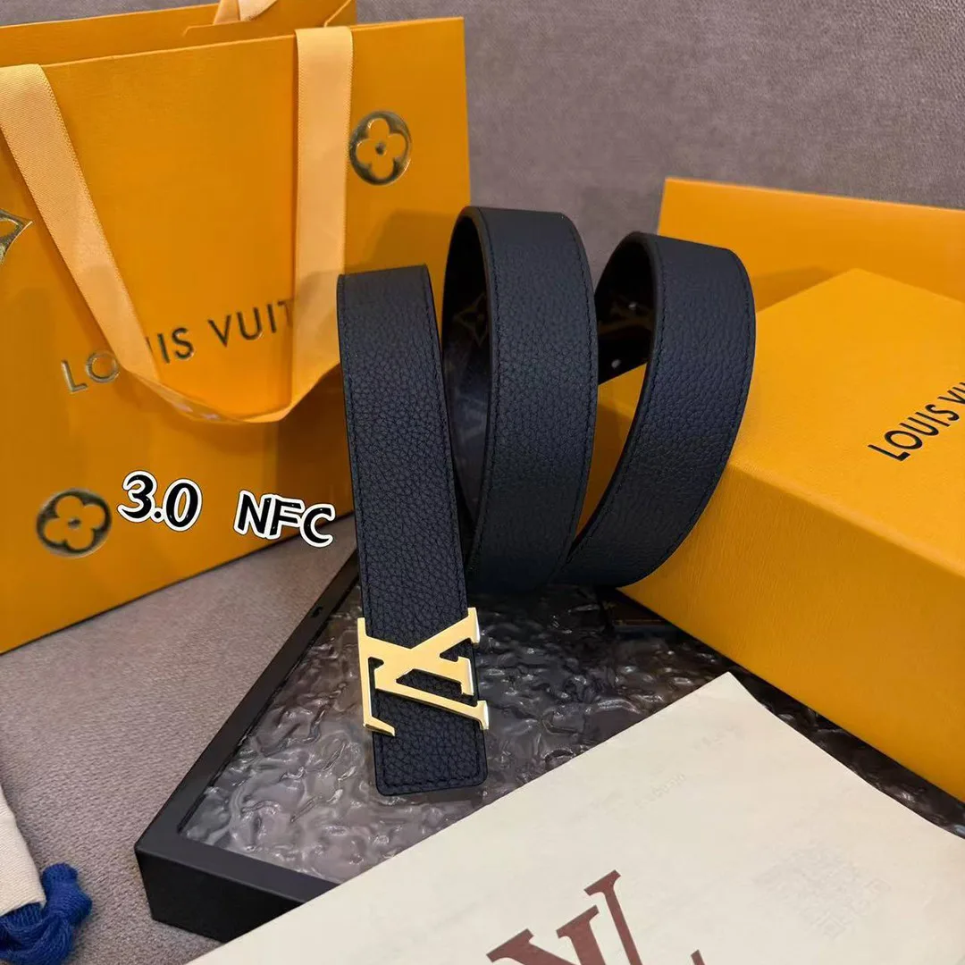 M0565U Initiales 30mm Reversible Belt Monogram Canvas Calf Leather