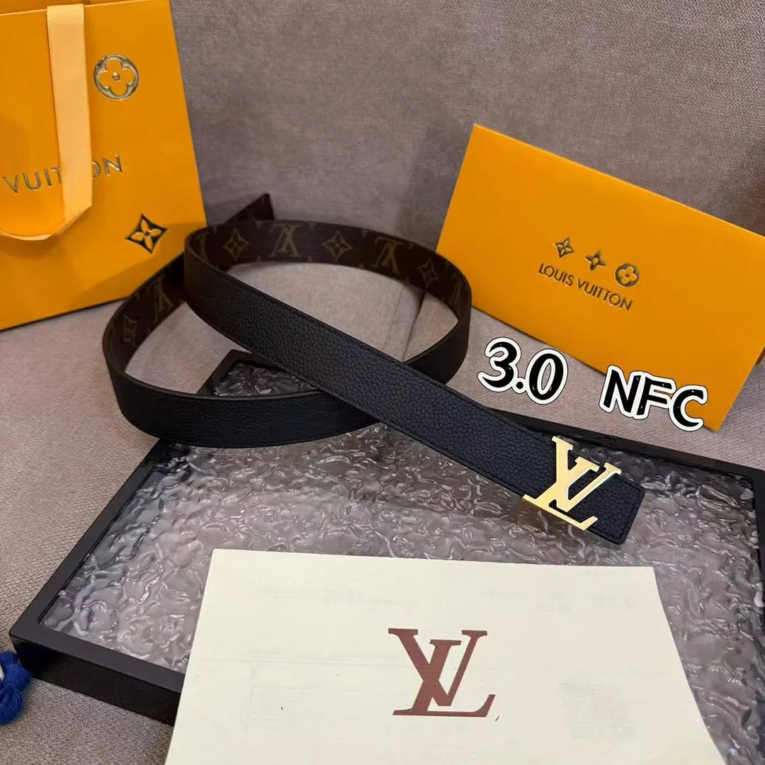 M0565U Initiales 30mm Reversible Belt Monogram Canvas Calf Leather