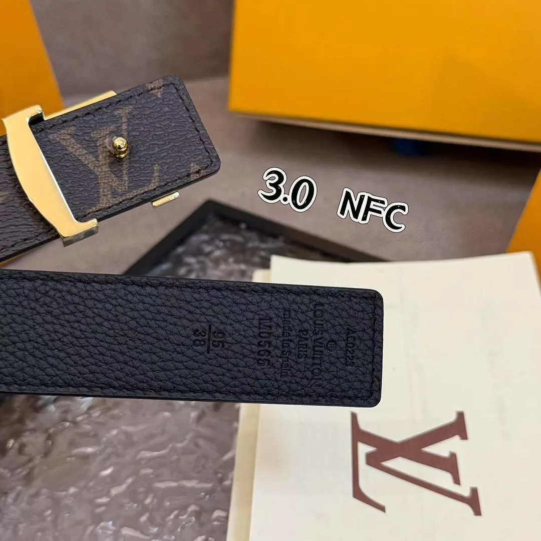 M0565U Initiales 30mm Reversible Belt Monogram Canvas Calf Leather