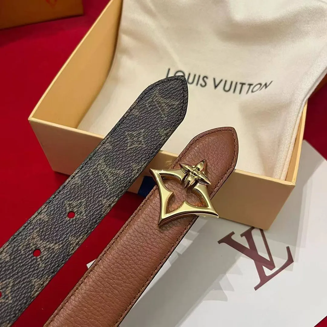 M4392U Flowergram 30mm Reversible Belt Monogram Coated Canvas Calf Leather