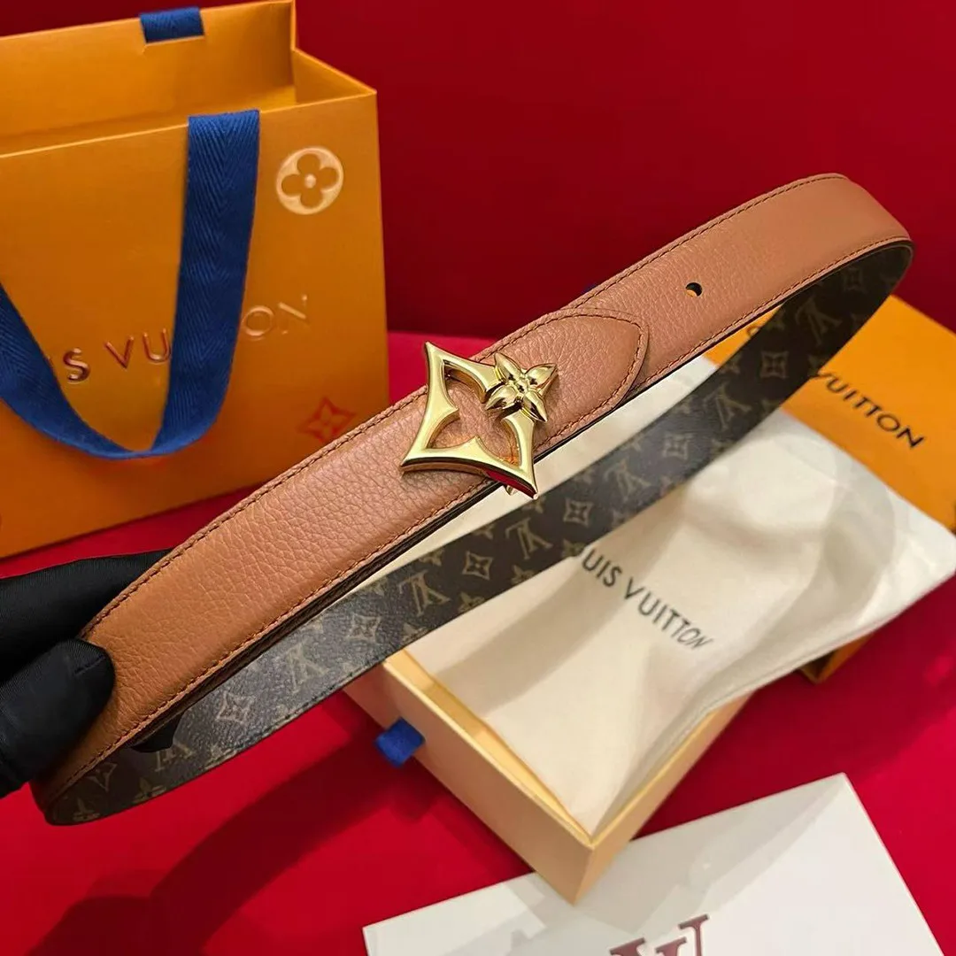 M4392U Flowergram 30mm Reversible Belt Monogram Coated Canvas Calf Leather