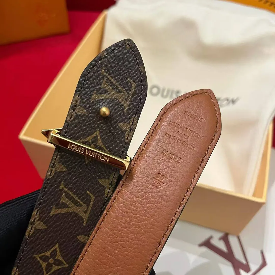 M4392U Flowergram 30mm Reversible Belt Monogram Coated Canvas Calf Leather