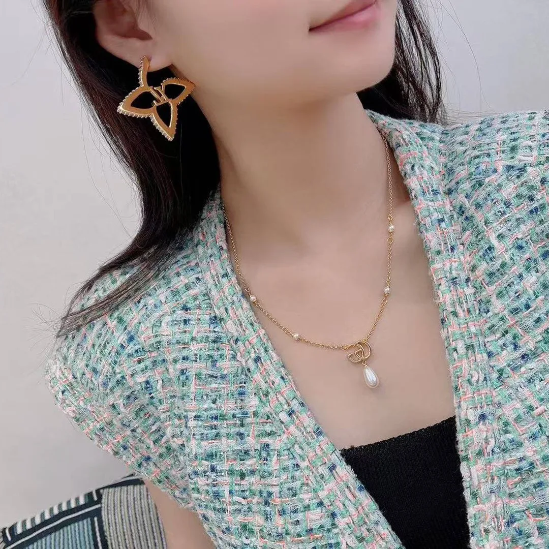 M02420 Slim Flower Earrings Gold Monogram Flower and Initials Signatures