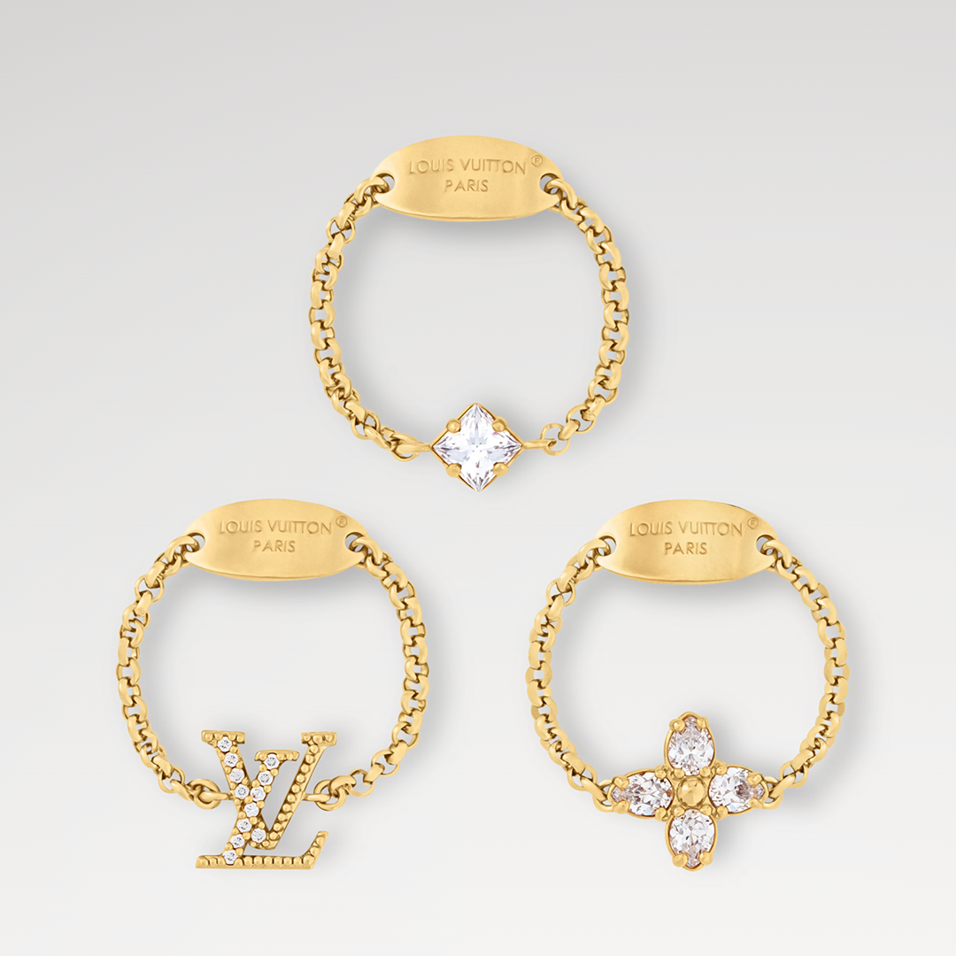 M1604M Lady Ring Set Initials and Monogram Flower Charms
