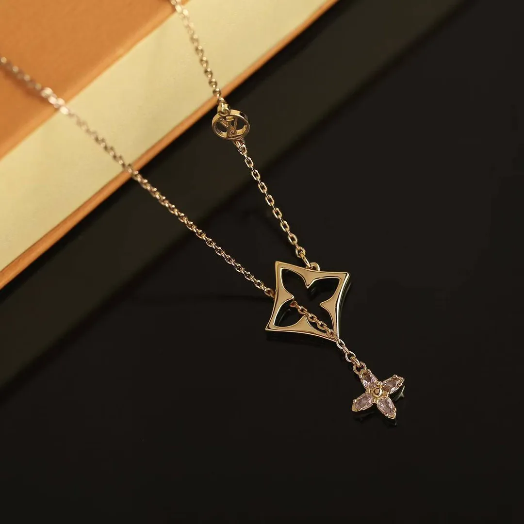 M03246 Flowergram Strass Necklace Adjustable Chain with Monogram Flower Charm