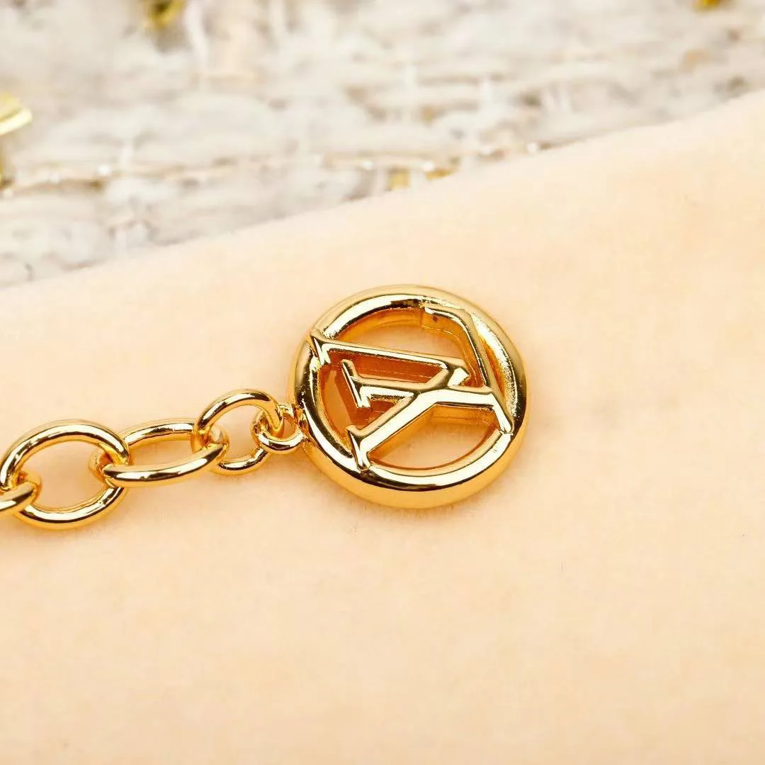 M03263 Script Necklace Adjustable Chain with Circle Charm