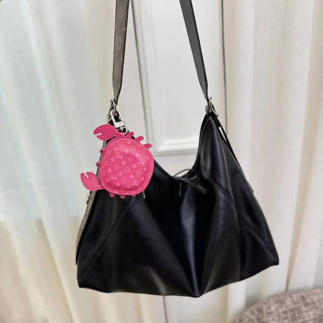 M02298 L.V Crab Bag Charm Rose Pondichery Canvas and Leather