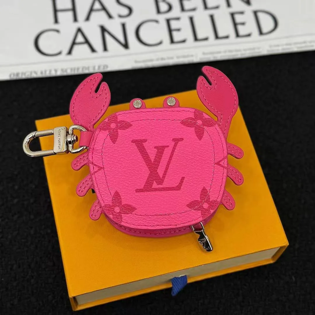 M02298 L.V Crab Bag Charm Rose Pondichery Canvas and Leather