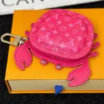 M02298 L.V Crab Bag Charm Rose Pondichery Canvas and Leather - M03397 1 M02298 L.V Crab Bag Charm Rose Pondichery Canvas and Leather