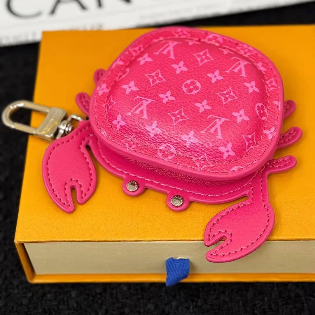 M02298 L.V Crab Bag Charm Rose Pondichery Canvas and Leather
