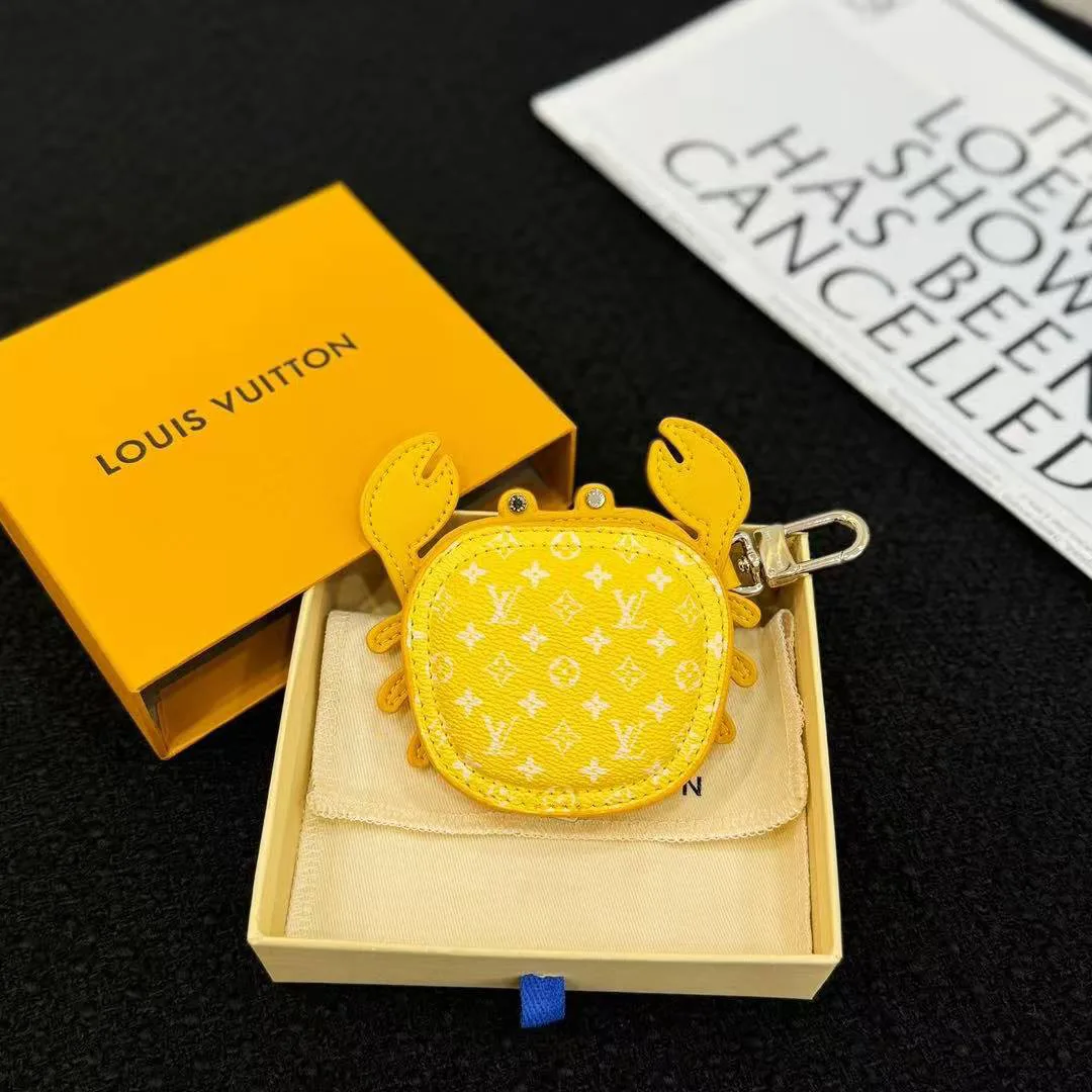 M01932 L.V Crab Bag Charm Yellow Canvas and Leather