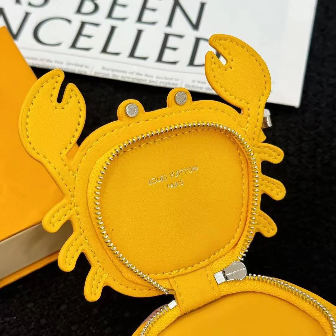 M01932 L.V Crab Bag Charm Yellow Canvas and Leather